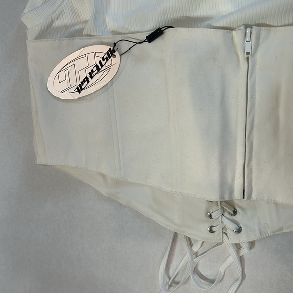 Poster Girl x Dolls Kill plus size Half corset tank top ribbed white new 3X/XXXL - Picture 6 of 7